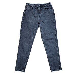 Top Shop Black Wash Jeans High Rise Tapered Leg Sz 32x32